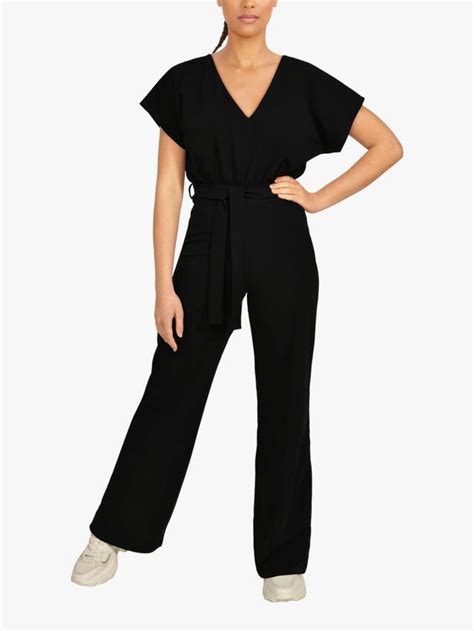 Sisters Point Girl V-Neck Wide Leg Jumpsuit, Black