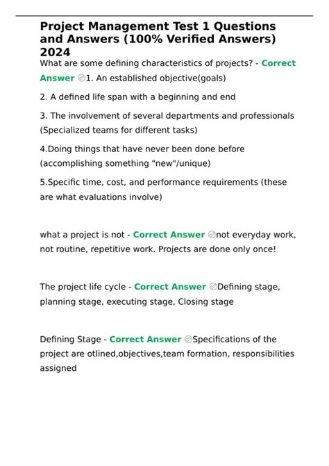 Project Management Test Questions and Answers 的图像结果