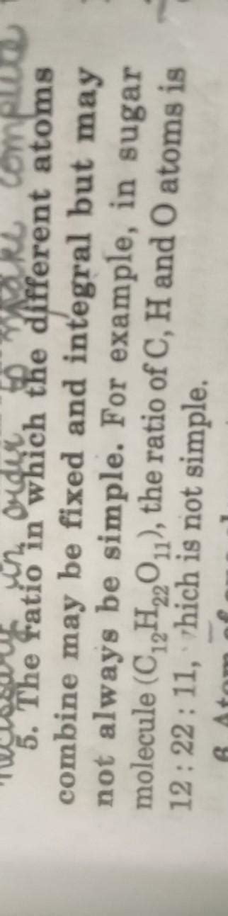 in sucrose C12H22O11 the ratio 12:22:11 is seemingly simple but is not ...