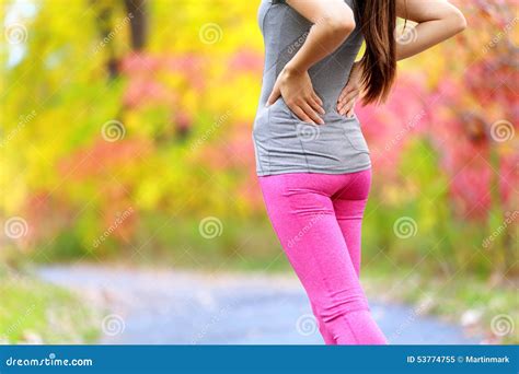 Back Pain - Running Woman with Back Injury Stock Image - Image of ...