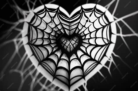 Premium AI Image | A spider web in a heart shape with a heart in the ...
