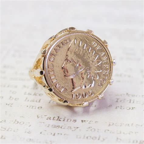 Vintage Indian Head Penny Ring for Women or Men 18k Gold Electroplated ...