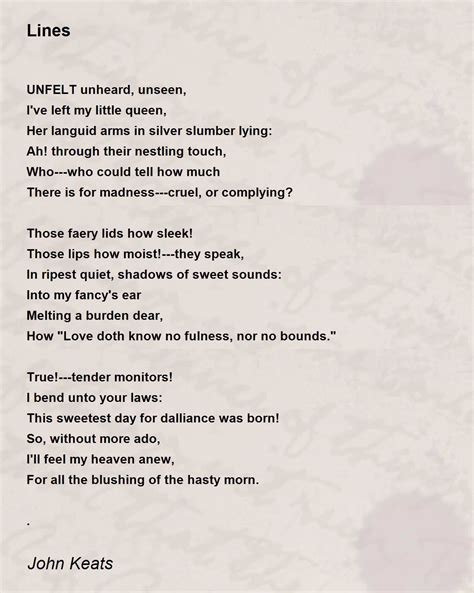 Lines Poem by John Keats - Poem Hunter