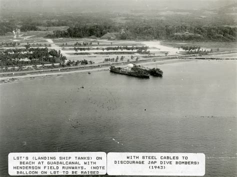 Two LSTs on a beach on Guadalcanal with Henderson Field Runways in 1943 ...