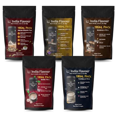 India Flavour Assam CTC Flavoured Chai Combo – 5 unique flavour tea ...