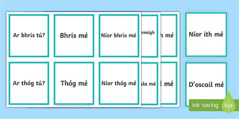 Junior Cycle An Aimsir Chaite Ceisteanna agus Freagraí Matching Cards