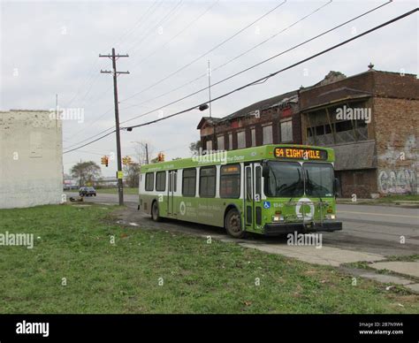 Detroit Department of Transportation bus in the Delray neighborhood ...