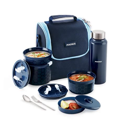 Buy Magnus NEO 5 Lunch Tiffin with 3 Microwave Safe Steel Containers ...