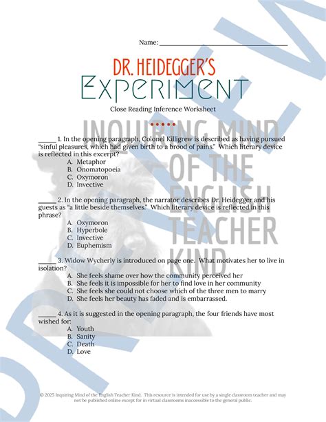 "Dr. Heidegger's Experiment" by Nathaniel Hawthorne Close Reading ...