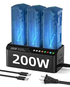 LKTOP 200W Battery Charging Hub Three-Way Battery Charger for DJI Mavic ...