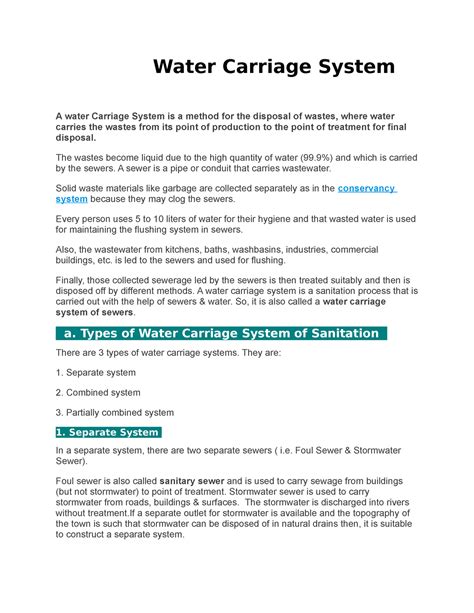Water supply engineering 3 - Water Carriage System A water Carriage ...