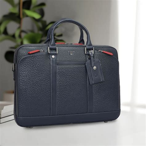 Bub Leather Laptop Bag - Navy – Da Milano