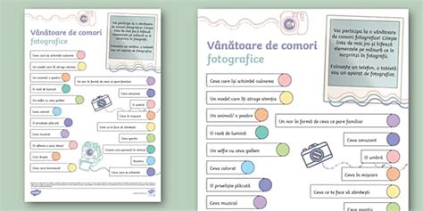 Vânătoare de comori fotografice – Fișă de lucru