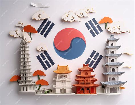 Premium Photo | 3D illustration showing various traditional elements of Korean culture on a ...
