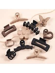 APOLLINE INDIA® 6 Pcs Korean Large Medium Small Matte Hair Claw Clips ...