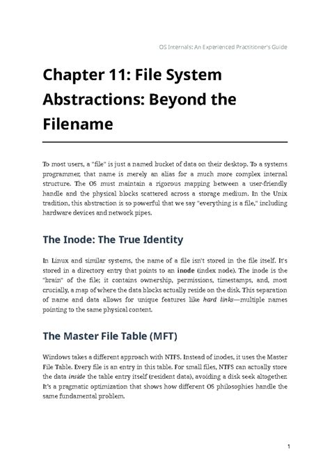 OS Internals (CS101): Chapter 11 - File System Abstractions - Studocu