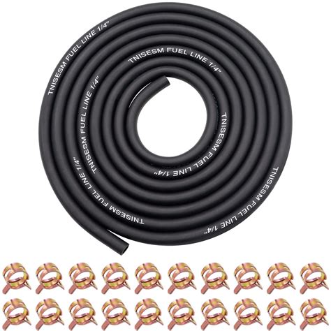 Tnisesm 1/4 Inch ID Fuel Line Hose 10 Feet + 20Pcs 2/5" ID Hose Clamps for Kawasaki Kohler ...