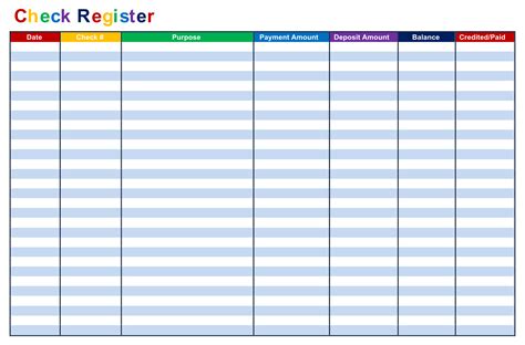 Printable Check Register Sheets | Printable check register, Checkbook ...