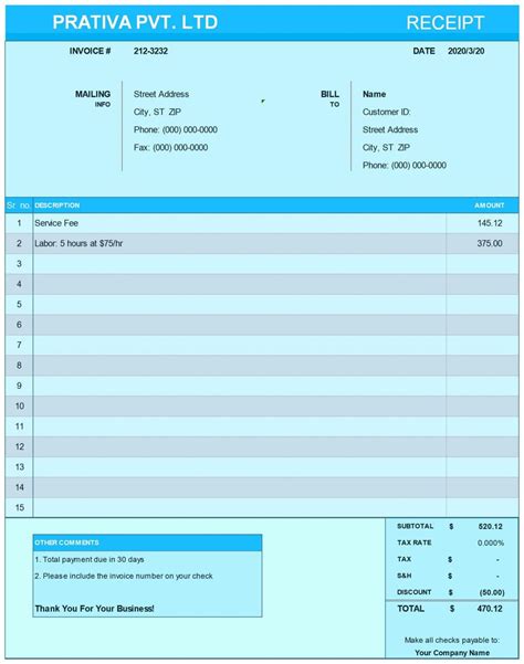 Top 38+ Excel Receipt Templates Csv - Great Research
