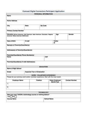 Fillable Online ulpgh Comcast Digital Connectors Participant ...