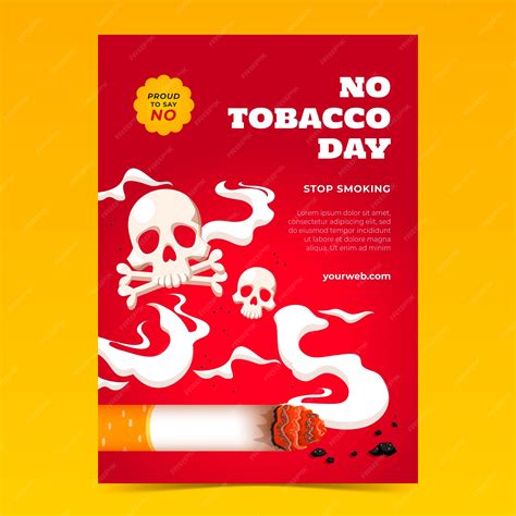Modèle d'affiche verticale plat sans tabac | Vecteur Gratuite