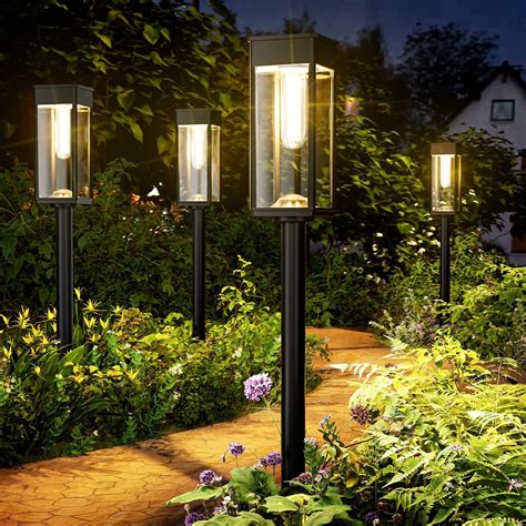 ALFIOT Solar Pathway Lights Outdoor,4 Pack Bright Solar Lights Outdoor ...