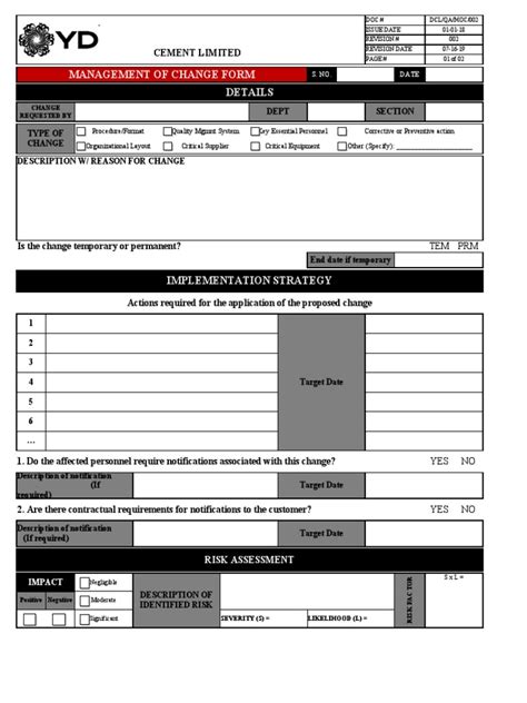 Management of Change Form Example 的图像结果