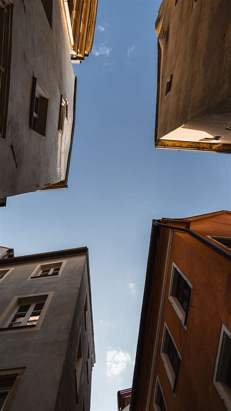 Download wallpaper 800x1420 buildings, facades, bottom view, sky iphone ...