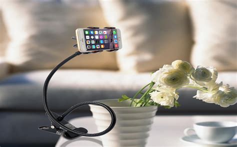 ESSELKAY Black Color Metal Flexible Mobile Holder for Bed and Table ...