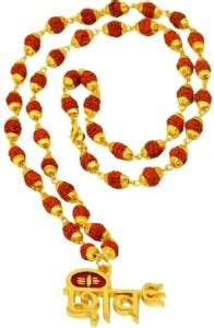 Green Spiritual Shiva Trishul Om Damru Locket With Puchmukhi Rudraksha ...