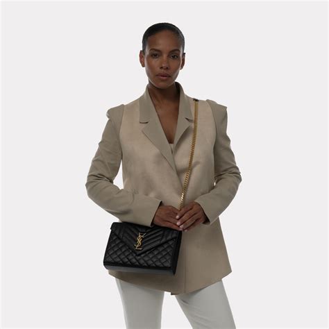 Saint Laurent Classic Monogram Envelope Satchel Mixed Matelasse Leather ...