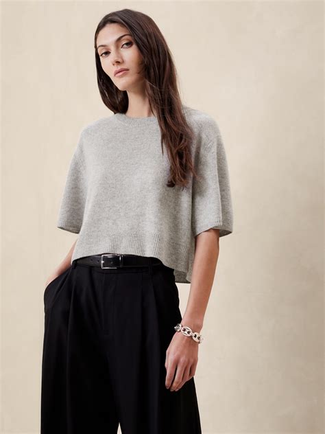 Luna Cropped Cashmere Sweater | Banana Republic