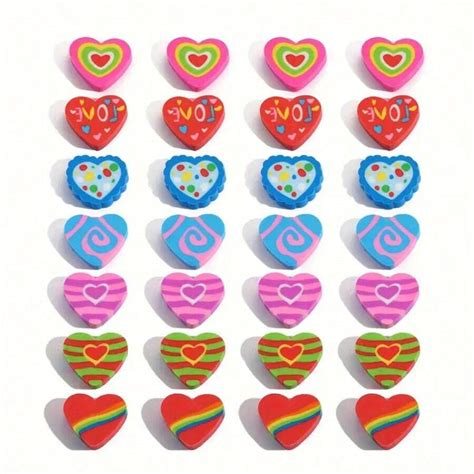 50 stuks gummen in de vorm van een hart - 7 unieke ontwerpen, geschikt ...