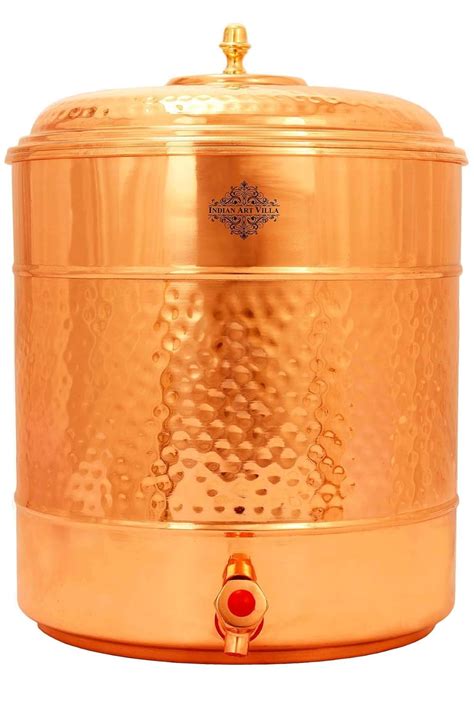Buy Indian Art Villa Copper Hammered Water Pot, Storage & Seving Water ...