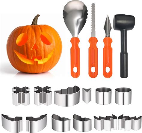AHCSMRE 16Pcs Pumpkin Carving Kit Halloween Pumpkin Carving Tools Set ...