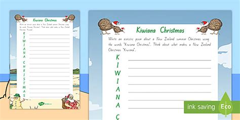 Kiwi Christmas Acrostic Poem | Kiwiana Festive Resources NZ