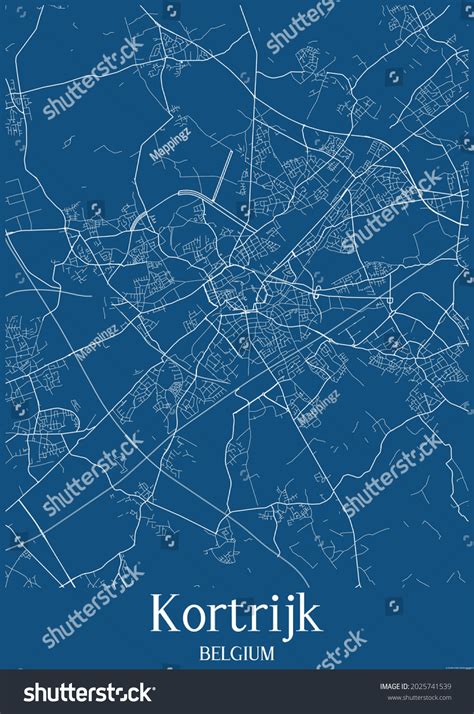 Blue City Map Kortrijk Belgium Stock Illustration 2025741539 | Shutterstock