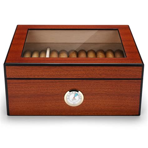 Buy CIGARLOONG Cigar Humidor Holds 25-50 Cigar,Tempered Glass Top ...