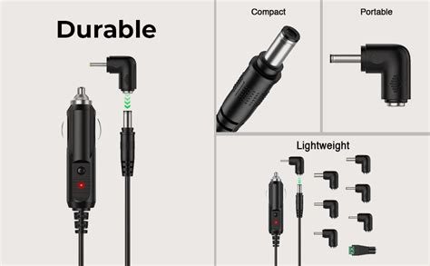 STHIRA® 3.3ft Cigarette Lighter with 8 Interchangeable Connectors 12V ...