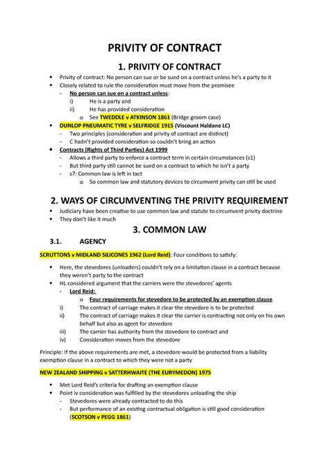 8. Privity of Contract - PRIVITY OF PRIVITY OF of contract: No person ...