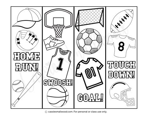 Sports Coloring Bookmarks Free Printable - Worksheets Library