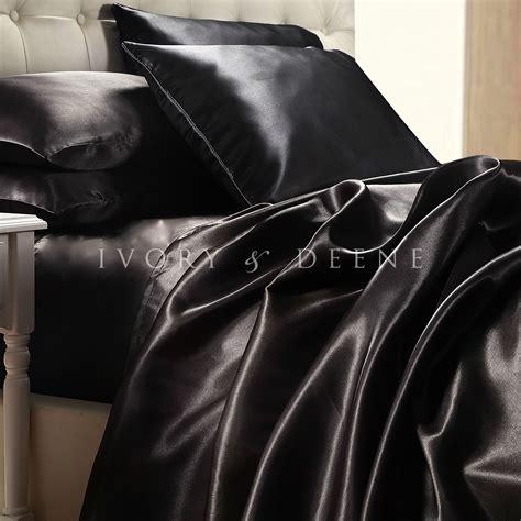 best seller! silk satin black sheet set online now at www.ivoryanddeene ...