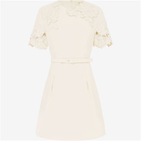 Aurelie Appliqué Short Sleeve Mini Dress - Cream - LEO LIN