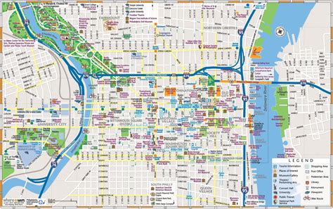 Map of Philadelphia tourist: attractions and monuments of Philadelphia
