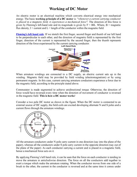 Working of DC Motor - The basic working principle of a DC motor is ...