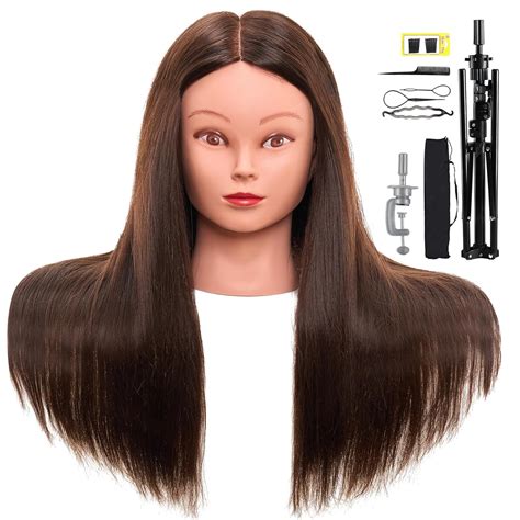 Amazon.com : 100% Mannequin Head Human Hair,18” Dark Brown Mannequin ...