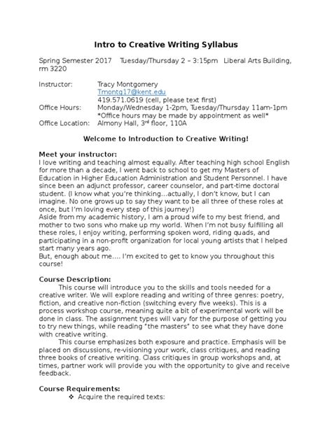 Image result for Creative Writing Course Syllabus