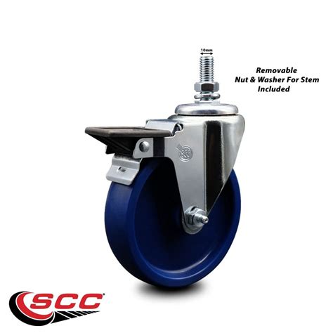 Buy Solid Polyurethane Swivel Threaded Stem Caster w/5 x 1.25 Blue ...