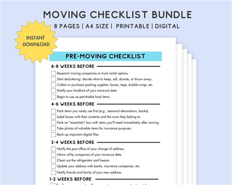 Tips for Moving, Plus, a Free Printable Moving Checklist - Worksheets ...