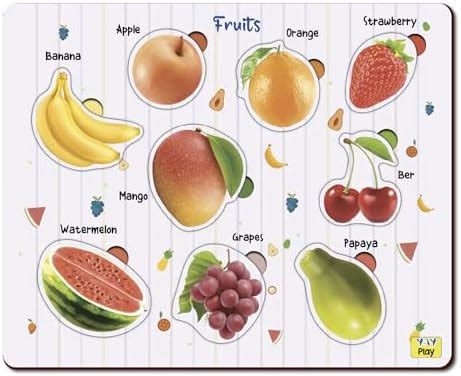 YaYplay Wooden Educational Fruits Puzzles, Picture Matching Puzzles ...